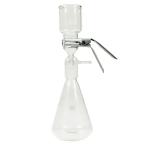 Appareil de filtration de 1 L, avec support verre fritté pour membrane 47 mm, à entonnoir 300 ml, sous vide, en verre borosilicate et raccord cordé | CrystAll
