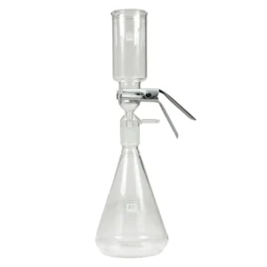Appareil de filtration de 2 L, avec support verre fritté pour membrane 47 mm, à entonnoir 500 ml, sous vide, en verre borosilicate et raccord cordé | CrystAll
