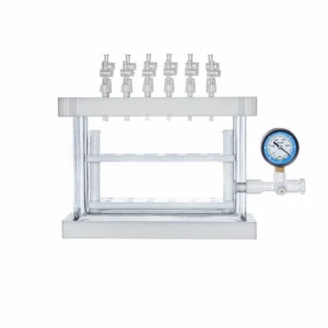 Collecteur à vide SPE 12 ports, forme carrée, vanne de débit individuelle, verre transparent
